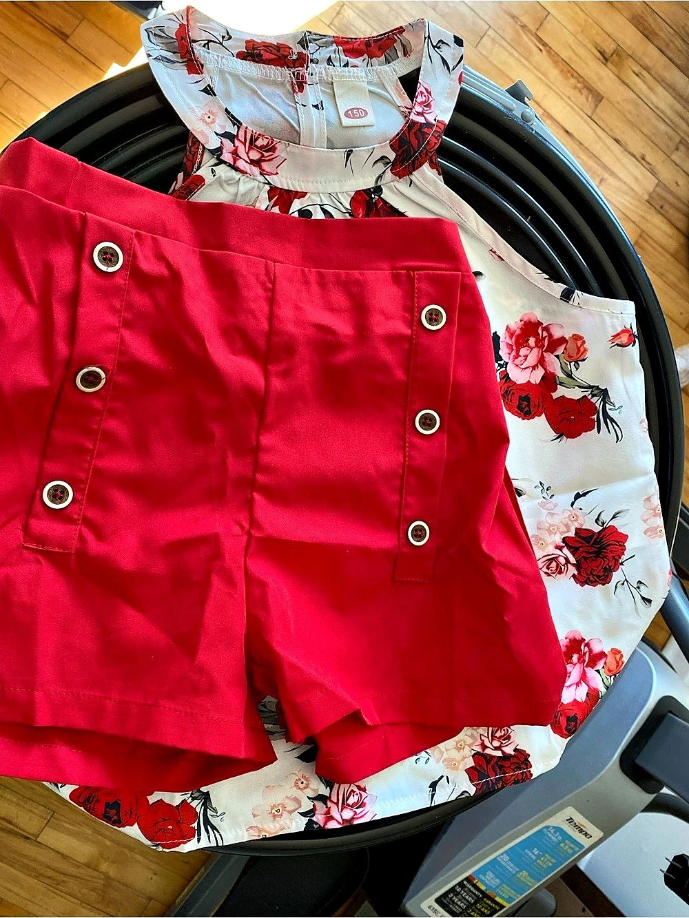 Kids Floral Top & Shorts Set in Red & White